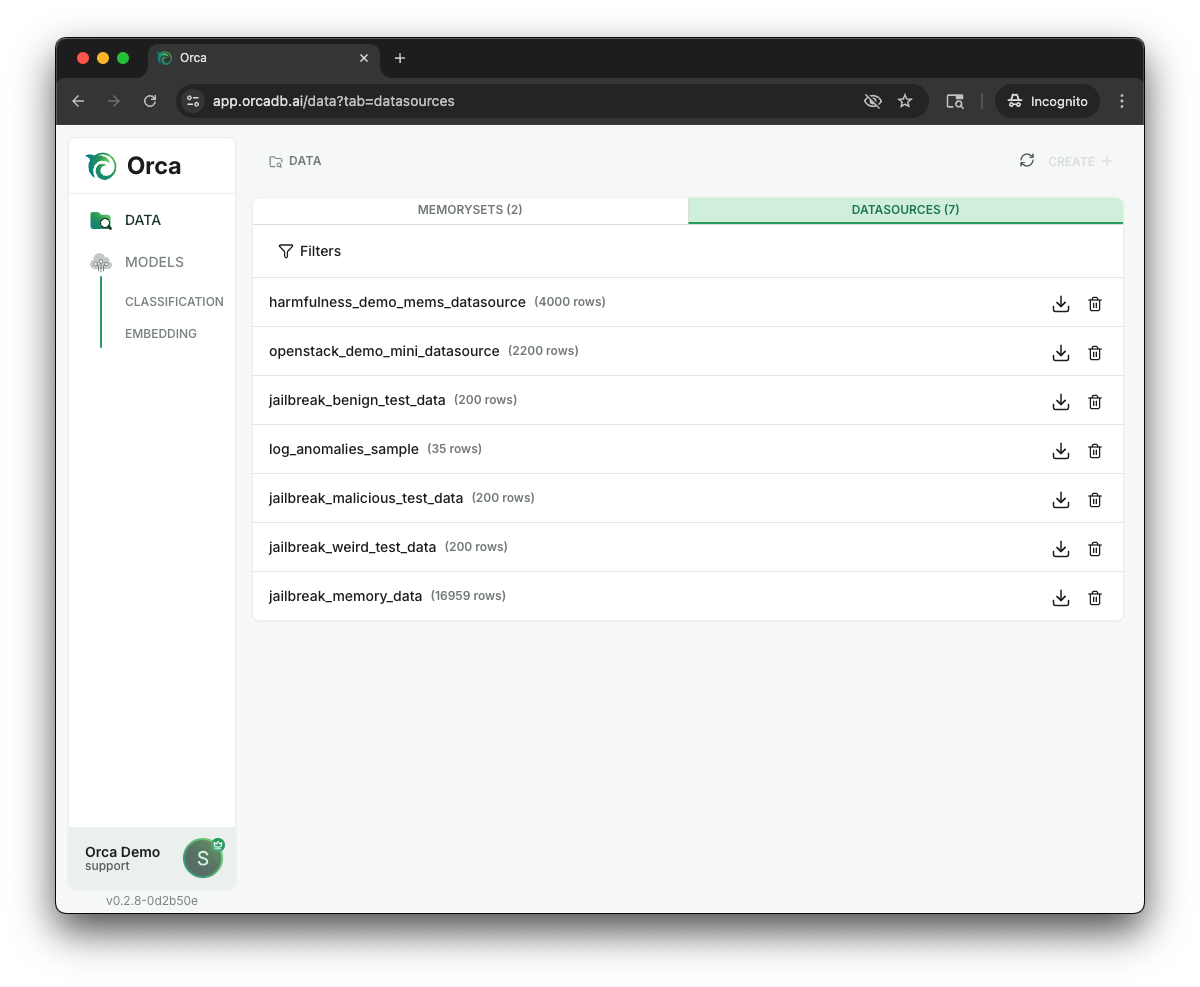 Datasource Page