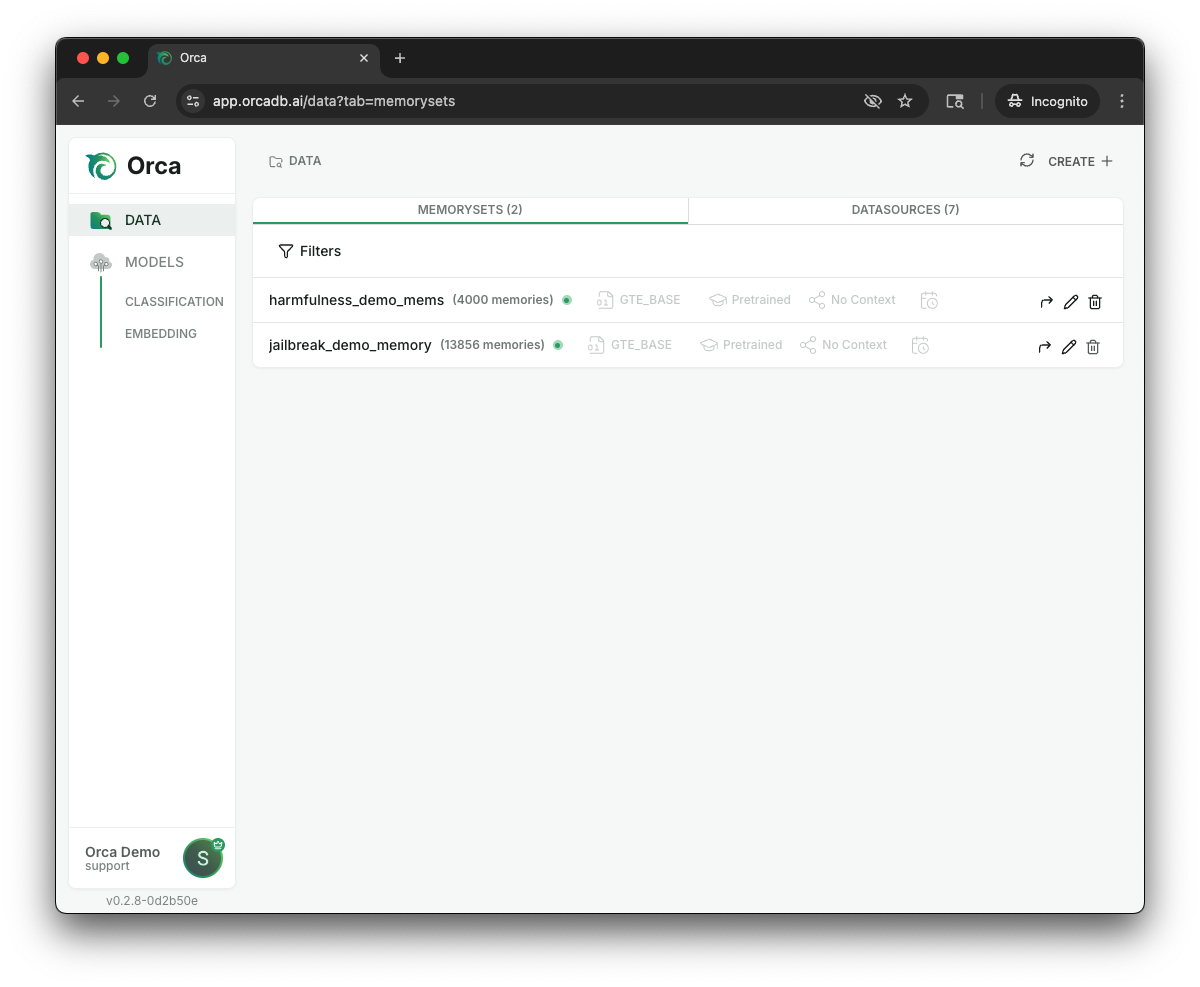 Memorysets Page